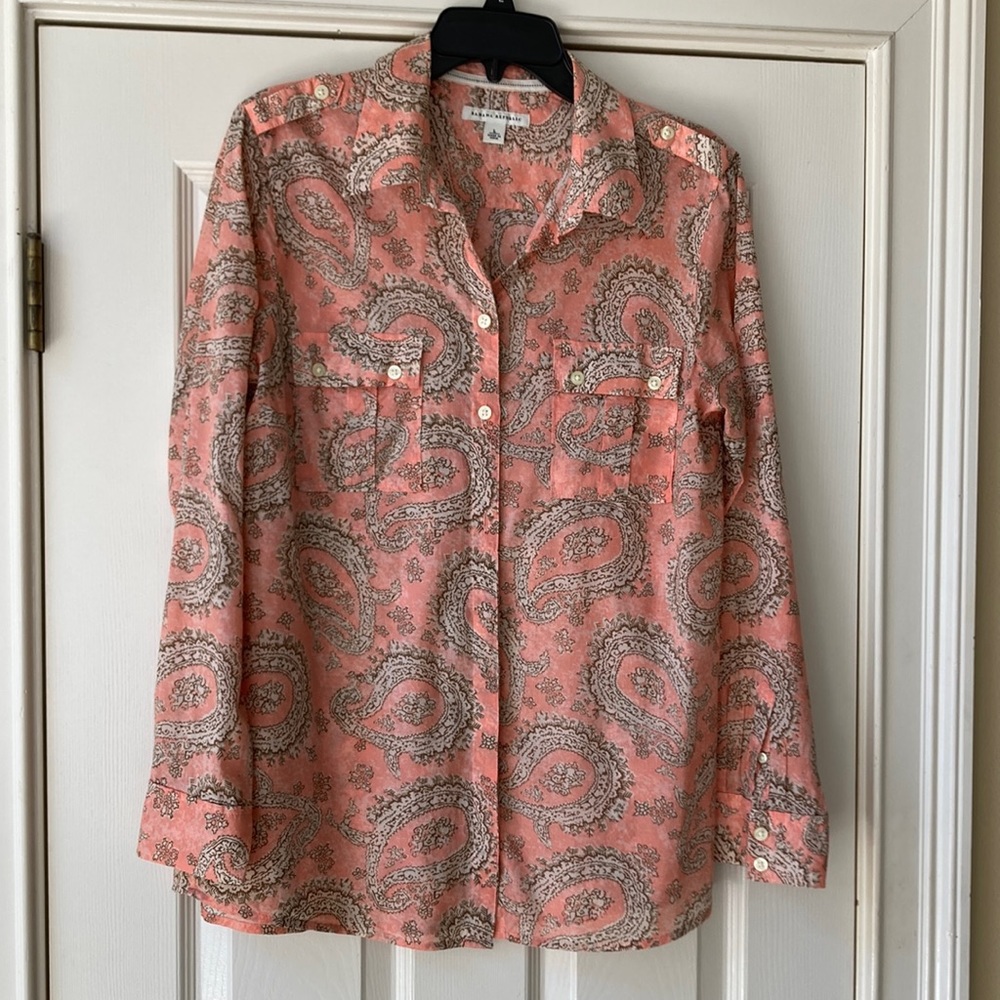 Banana Republic Coral Paisley Button-Down Blouse